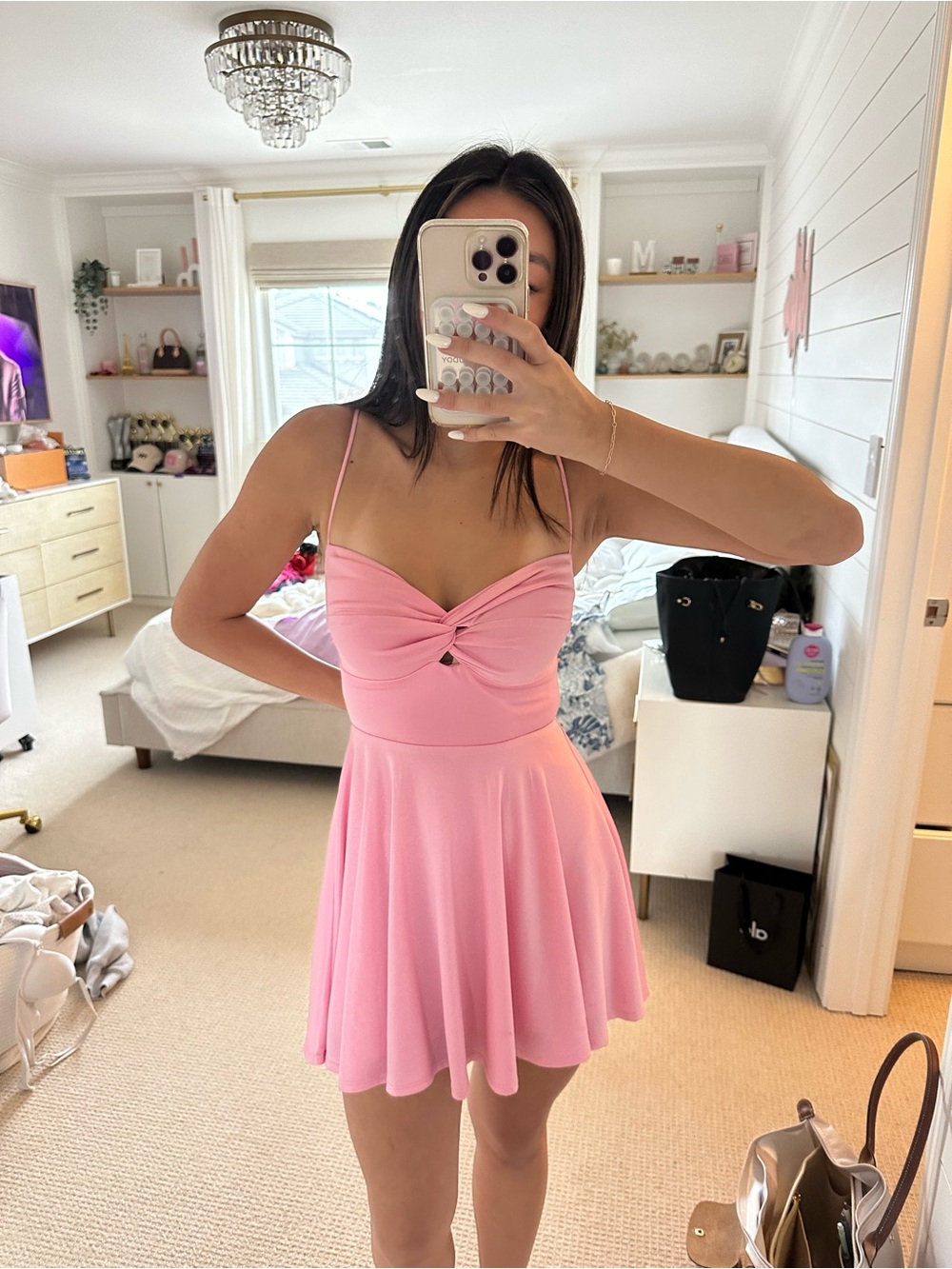 Lucy in the Sky Bubblegum Pink Dress with Twist Bodice - Picture 2 of 4